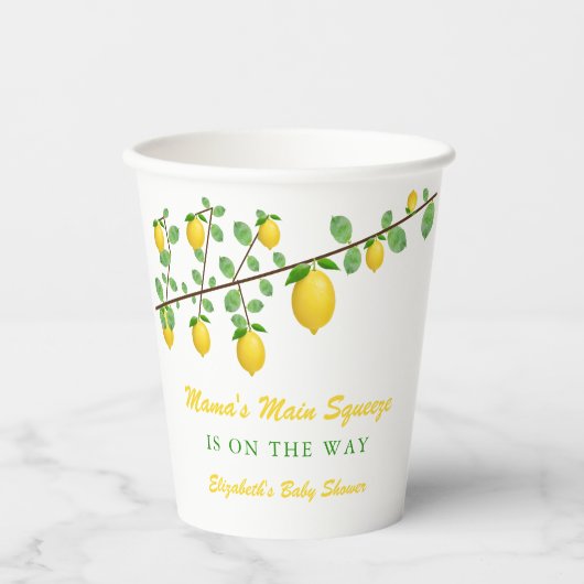 Hauptpresse Lemon Gender Neutral Baby Dusche Pappbecher (Vorderseite)