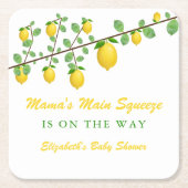 Hauptpresse Lemon Gender Neutral Baby Dusche Rechteckiger Pappuntersetzer (Vorderseite)