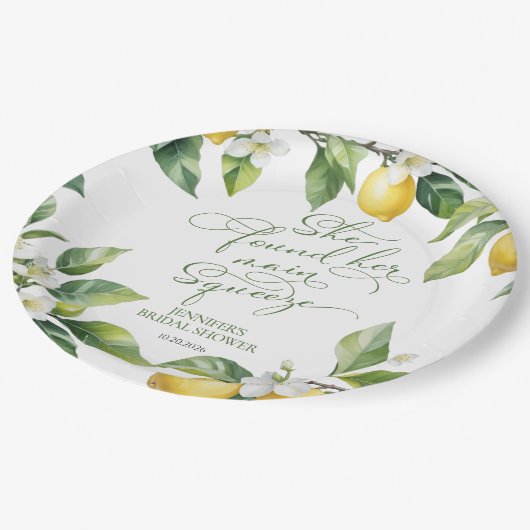 Hauptpresse | Lemon Mediterranes Brautparty Pappteller (Schrägansicht)