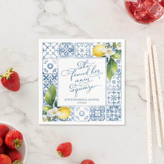 Hauptpresse | Lemon Mediterranes Brautparty Serviette (Beispiel)