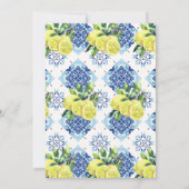 Hauptpresse Lemon Rose Bright Blue Brautparty Einladung (Rückseite)