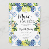 Hauptpresse Lemon Rose Bright Blue Brautparty Einladung (Vorne/Hinten)