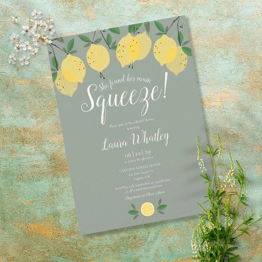 Hauptpresse Lemon Sage Green Brautparty Einladung