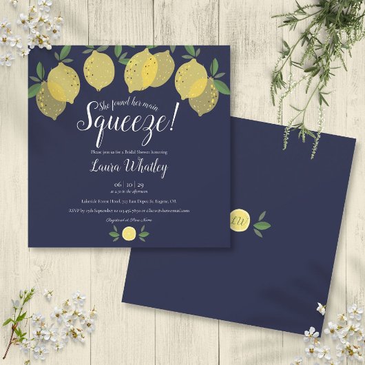 Hauptpresse Lemons Navy Blue Brautparty Einladung