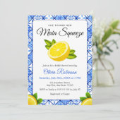 Hauptpresse mediterranes Foto Brautparty Einladung (Stehend Vorderseite)