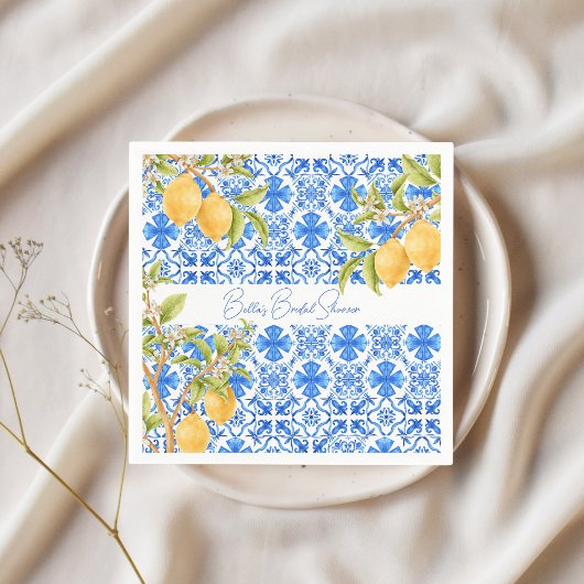Hauptpresse Mittelmeer Tiles Lemons Bridal Serviette