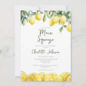 Hauptpresse Modernes Brautparty Wasserfarben Lemon Einladung (Vorderseite)