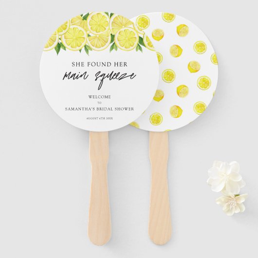 Hauptpresse Modernes einfaches Lemon-Brautparty Fächer (Vorne und Hinten)