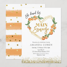 Hauptpresse Orange Brautdusche Einladung