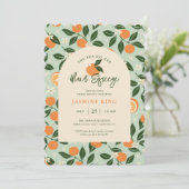 Hauptpresse Orange Citrus Bridal Brunch Einladung (Stehend Vorderseite)