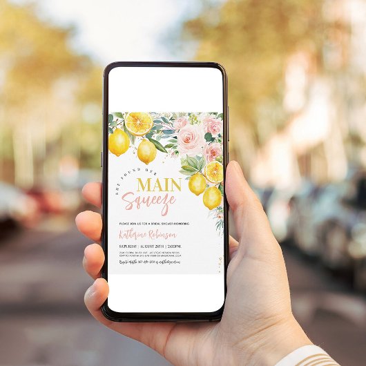 Hauptpresse Rosa Blumenlemon Brautparty Einladung