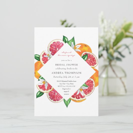 Hauptpresse | Zitrusfrüchte | BRAUTPARTY Einladung (Stehend Vorderseite)