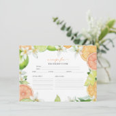 Hauptpresse | Zitrusfrüchte-Brautparty-Rezeptionsk Einladung (Stehend Vorderseite)