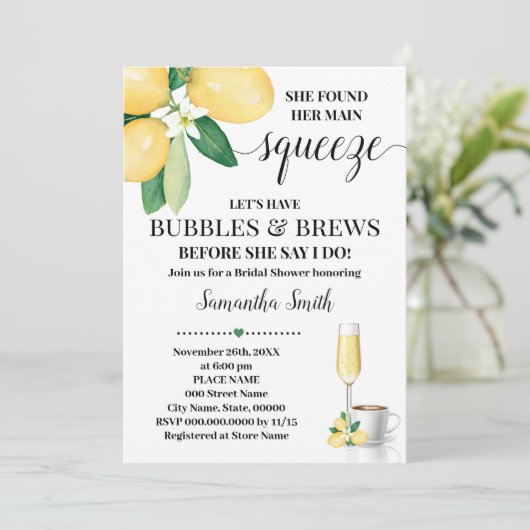 Hauptpressenblasen & Brautparty gefunden Einladung (Stehend Vorderseite)