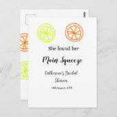 Hauptqueeze ZitronenZitrusfrüchte Brautparty Name Postkarte (Vorne/Hinten)