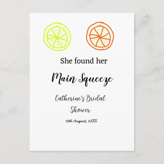 Hauptqueeze ZitronenZitrusfrüchte Brautparty Name Postkarte (Vorderseite)