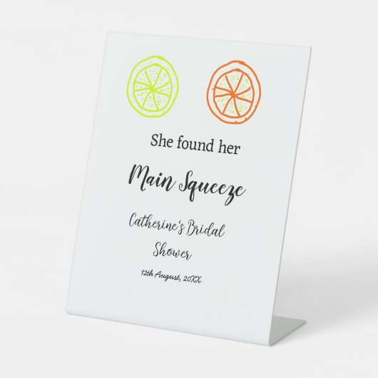 Hauptqueeze ZitronenZitrusfrüchte Brautparty Name Sockelschild (Vorderseite)