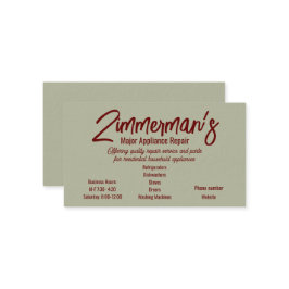 Hauptreparaturkarte von Geräten Visitenkarte