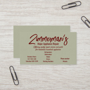 Hauptreparaturkarte von Geräten Visitenkarte