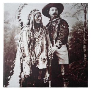 Hauptsitting Bull (1831-90) auf Ausflug mit Büffe Fliese