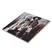 Hauptsitting Bull (1831-90) auf Ausflug mit Büffel Fliese (Seite)