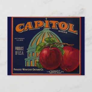 Hauptstadt Apple Label Sacramento Postkarte