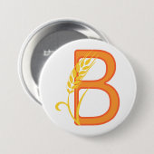 Hauptstadt B florale Monogramm Button (Vorne & Hinten)