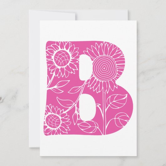 Hauptstadt B florale Monogramm Einladung (Vorderseite)