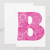 Hauptstadt B florale Monogramm Einladung (Vorne/Hinten)