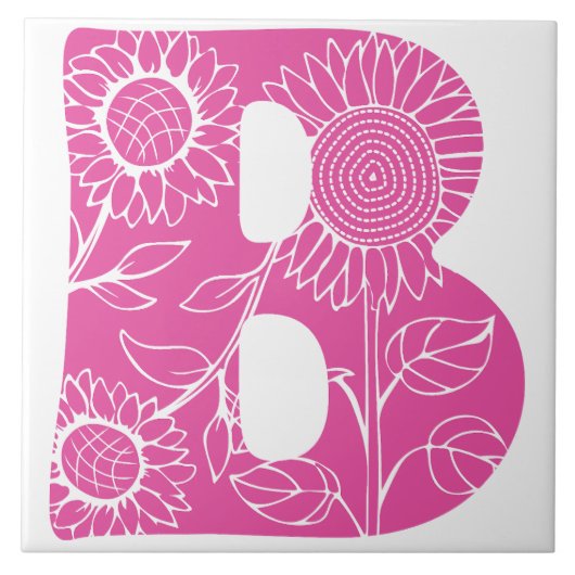 Hauptstadt B florale Monogramm Fliese (Vorderseite)