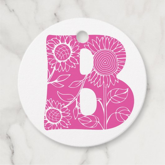 Hauptstadt B florale Monogramm Geschenkanhänger (Vorderseite)