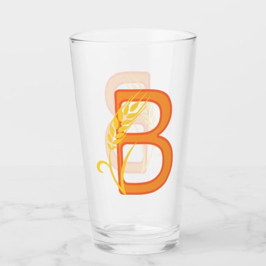 Hauptstadt B florale Monogramm Glas (Vorderseite)