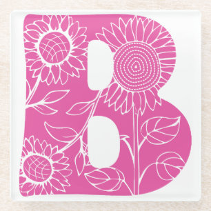 Hauptstadt B florale Monogramm Glasuntersetzer