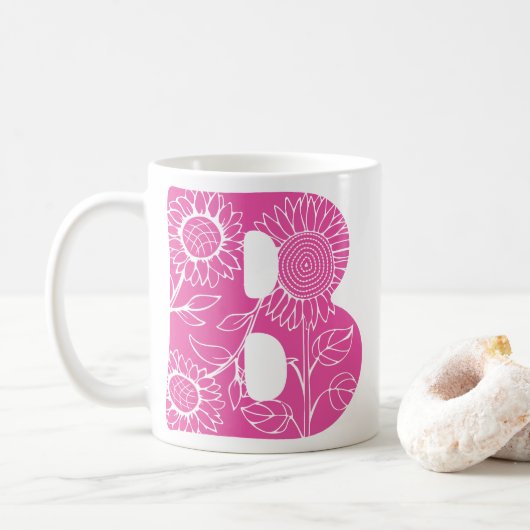 Hauptstadt B florale Monogramm Kaffeetasse (Mit Donut)