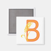 Hauptstadt B florale Monogramm Magnet (Vorderseite/Rückseite)
