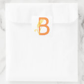Hauptstadt B florale Monogramm Quadratischer Aufkleber (Tasche)