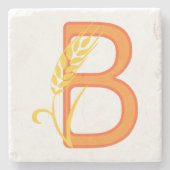 Hauptstadt B florale Monogramm Steinuntersetzer (Vorderseite)