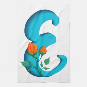 Hauptstadt Brief E florale Monogramm Geschirrtuch