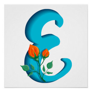 Hauptstadt Brief E florale Monogramm Poster