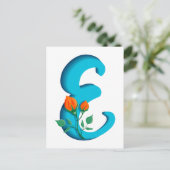 Hauptstadt Brief E florale Monogramm Postkarte (Stehend Vorderseite)