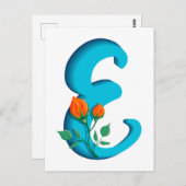 Hauptstadt Brief E florale Monogramm Postkarte (Vorne/Hinten)