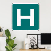 Hauptstadt Brief H Grüner Hintergrund Poster (Heimbüro)