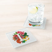 Hauptstadt Brief L floral monogramm Glasuntersetzer (Schrägansicht)