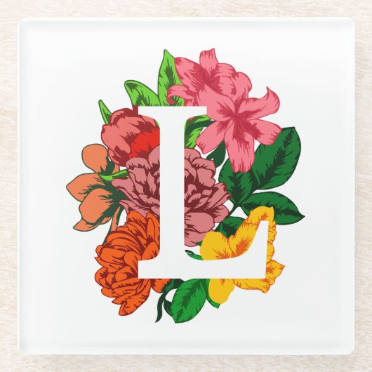 Hauptstadt Brief L floral monogramm Glasuntersetzer (Vorderseite)