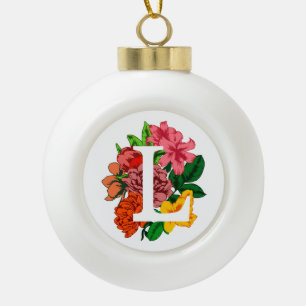 Hauptstadt Brief L floral monogramm Keramik Kugel-Ornament