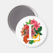 Hauptstadt Brief L floral monogramm Magnet (Vorderseite/Rückseite)