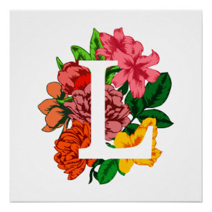 Hauptstadt Brief L floral monogramm Poster