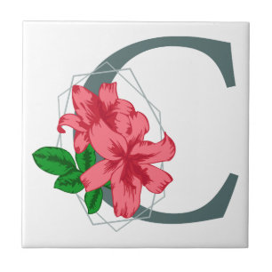 Hauptstadt Buchstabe C florale Monogramm Fliese