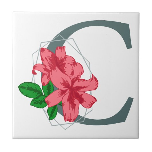 Hauptstadt Buchstabe C florale Monogramm Fliese (Vorderseite)