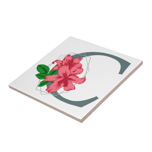 Hauptstadt Buchstabe C florale Monogramm Fliese (Seite)